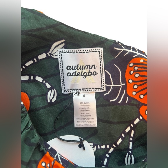 Autumn Adeigbo Trixie One Shoulder Green & Orange Floral Dress - Picture 7 of 14